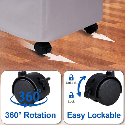 Slim Laundry Hamper with Lid and Wheels, Small Rolling Laundry Basket with Handle for Small Spaces, Tall Dirty Clothes Hampers for Dorm, Bathroom and Bedroom, 75L, Grey