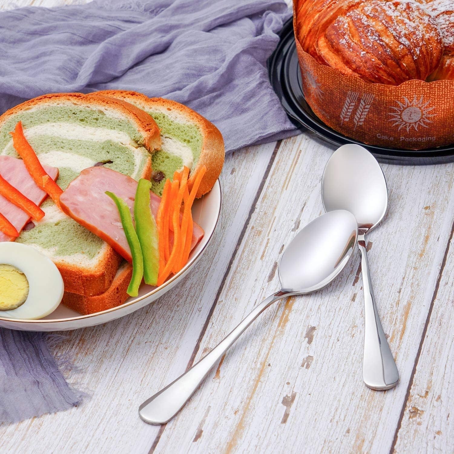 Dinner Forks and Teaspoons Bundle,16 Pcs 8" Food Grade Stainless Steel Silverware Forks & 16 Pcs 6.7" Stainless Steel Spoons,Mirror Finish & Dishwasher Safe,Use for Home,Kitchen or Restaurant