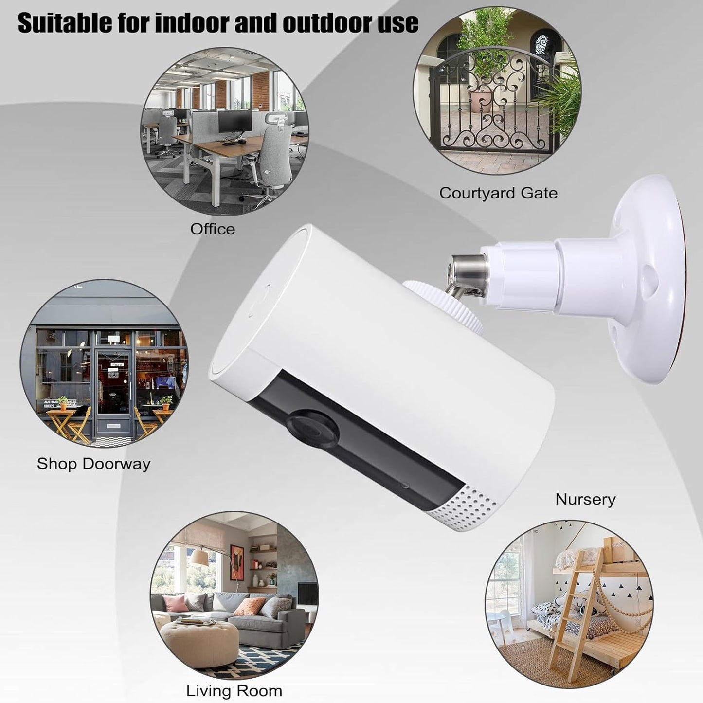 6-Pack Adjustable Wall Mount Holder for Ring Indoor/Outdoor Cameras - Adhesive Security Mounting Bracket (Camera Not Included)