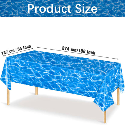 3 Packs Ocean Wave Tablecloths 54 X 108 Inch Water Print Table Cover Splashproof Plastic Ocean Party Table Cloths with Sea Backdrop for Beach Birthday Party Decoration Shower Supplies