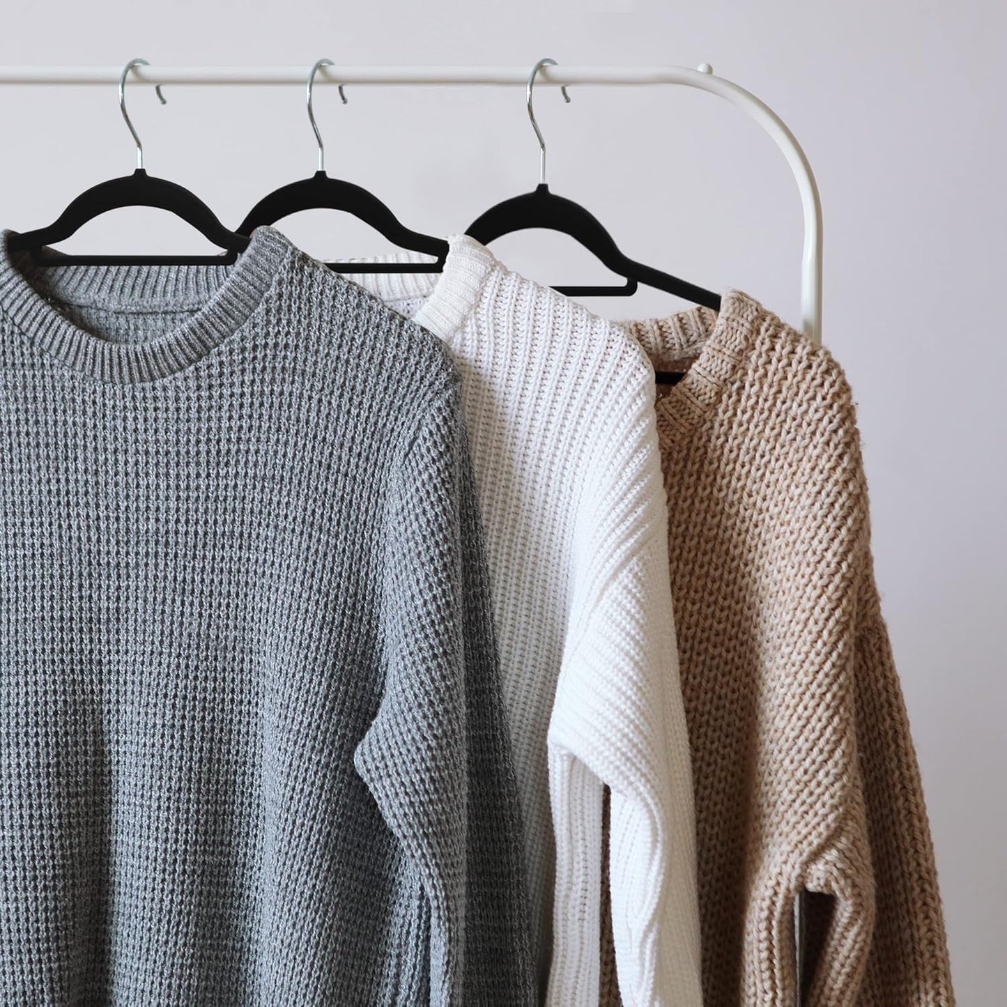 Premium Velvet Hangers 50 Pack - Non-Slip Clothes Hanger with Tie Bar - Black Hangers with 360 Degree Rotatable Hook - Heavy Duty Coat Hanger