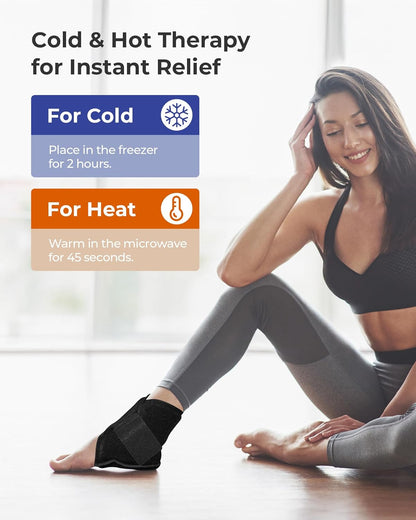 Ankle Ice Pack Wrap for Swelling, Plantar Fasciitis, Planters Facetious Relief, Reusable Ankle Brace Ice Pack, Cold Therapy Sock Compression for Achilles Tendonitis, Sore Feet, Foot & Heel