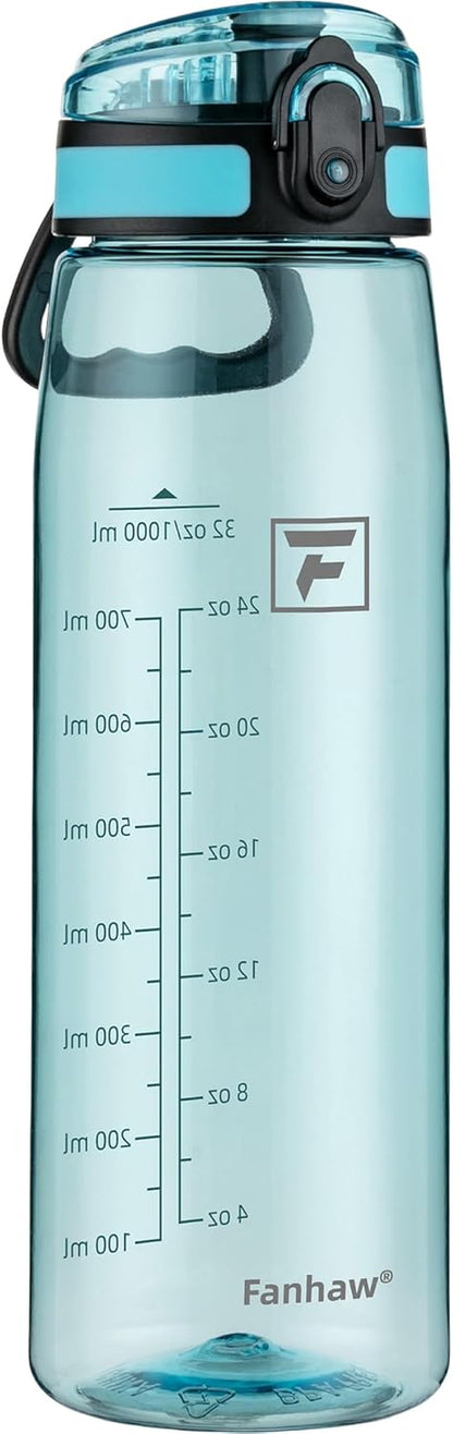 32 Oz Tritan Water Bottle with Chug Lid - Clear, Bpa-Free, Lightweight, Wide Mouth, Leak-Proof, Perfect for Gym, Travel, School, Office, and Sports (Baby Blue)