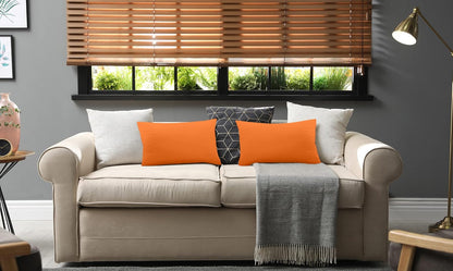 Throw Pillows (Pack of 2, Orange), 12 X 20 Inches Indoor Decorative Pillow Insert for Sofa, Bed and Couch
