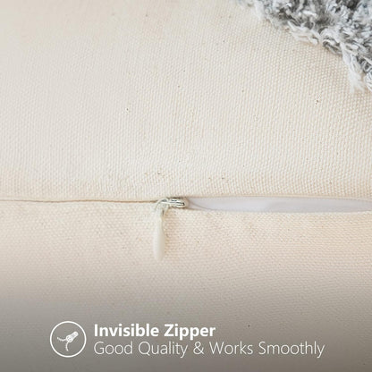 Gorgeous Half Moon Accent Boho Tufted Decorative Throw Pillow Cover, Stylish & Cozy Rainbow Design Cotton Canvas Cushion Cover | Tassels Pillow Case Home Decor 18"X 18" Mixed Grey 1 Piece