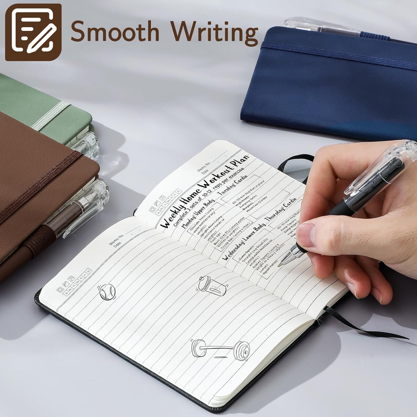 4 Pack Small Notebook Pocket Notebook, A6 Mini Leather Hardcover Journal, 3.7" X 5.7", 416 Pages Note Pads, Black, Green, Brown, Blue