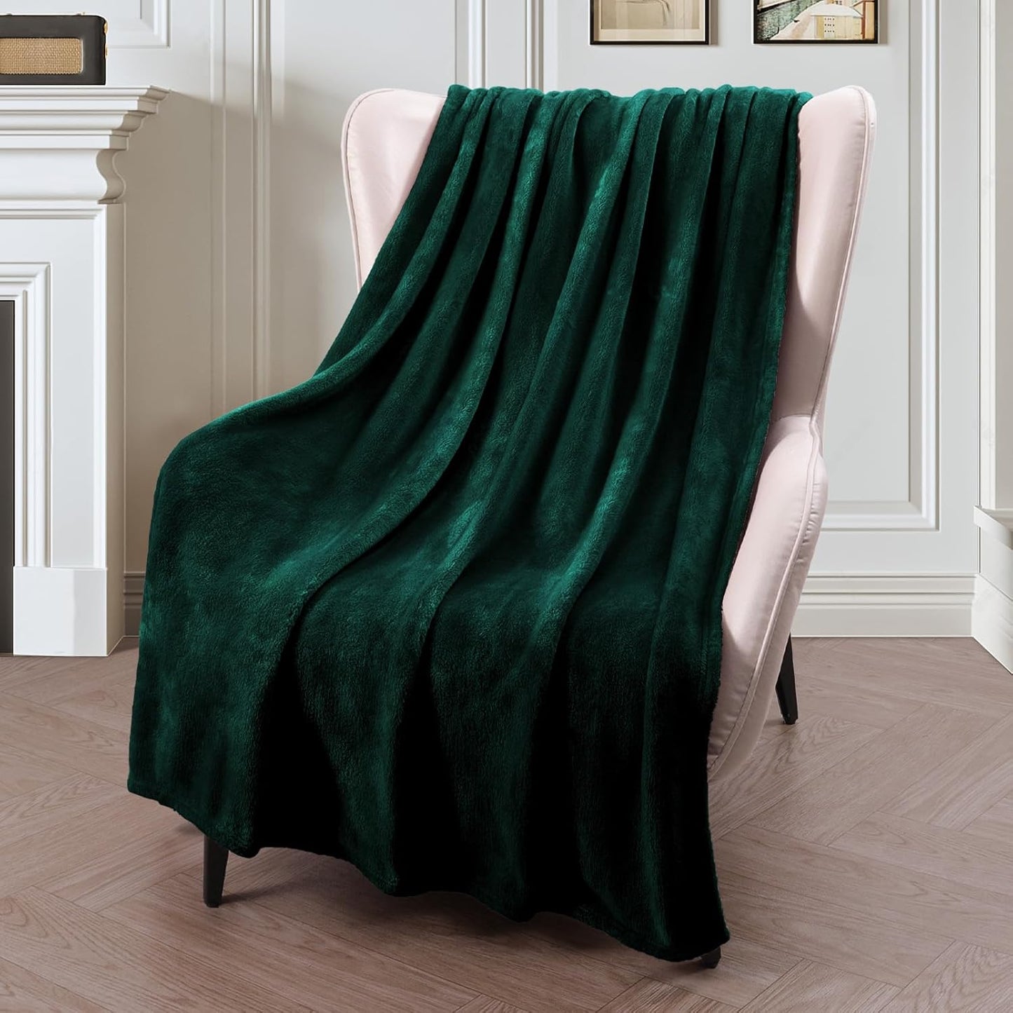 Extra Large Forest Green Fleece Throw Blanket - 300GSM Super Soft and Warm, Cozy and Lightweight for All Season Use, 50x70 Inches