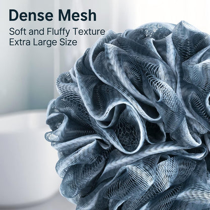 Loofah Sponge, Shower Loofah for Men and Women - Body Scrubber Loofa Set of 3 Indigo & White Edge, Bath Sponge 60G/Pcs