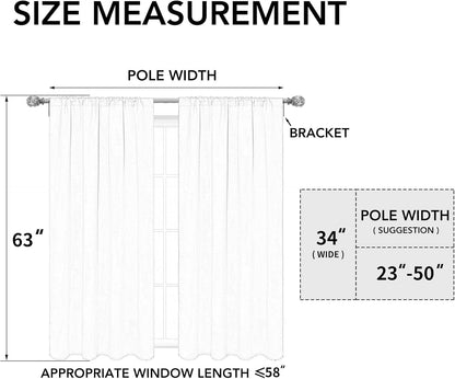 Rod Pocket Blackout Curtains for Bedroom, Room Darkening Window Curtains for Living Room, Thermal Insulated Noise Reduction Solid Window Drapes, 2 Panels(34X63 In, Black)