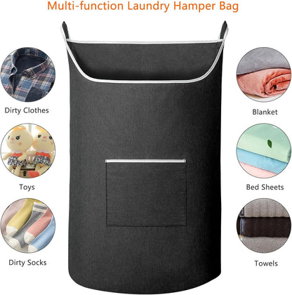 XL Black Hanging Laundry Hamper Bag with Large Opening - 36x22 Inch Door-Mounted Storage Solution