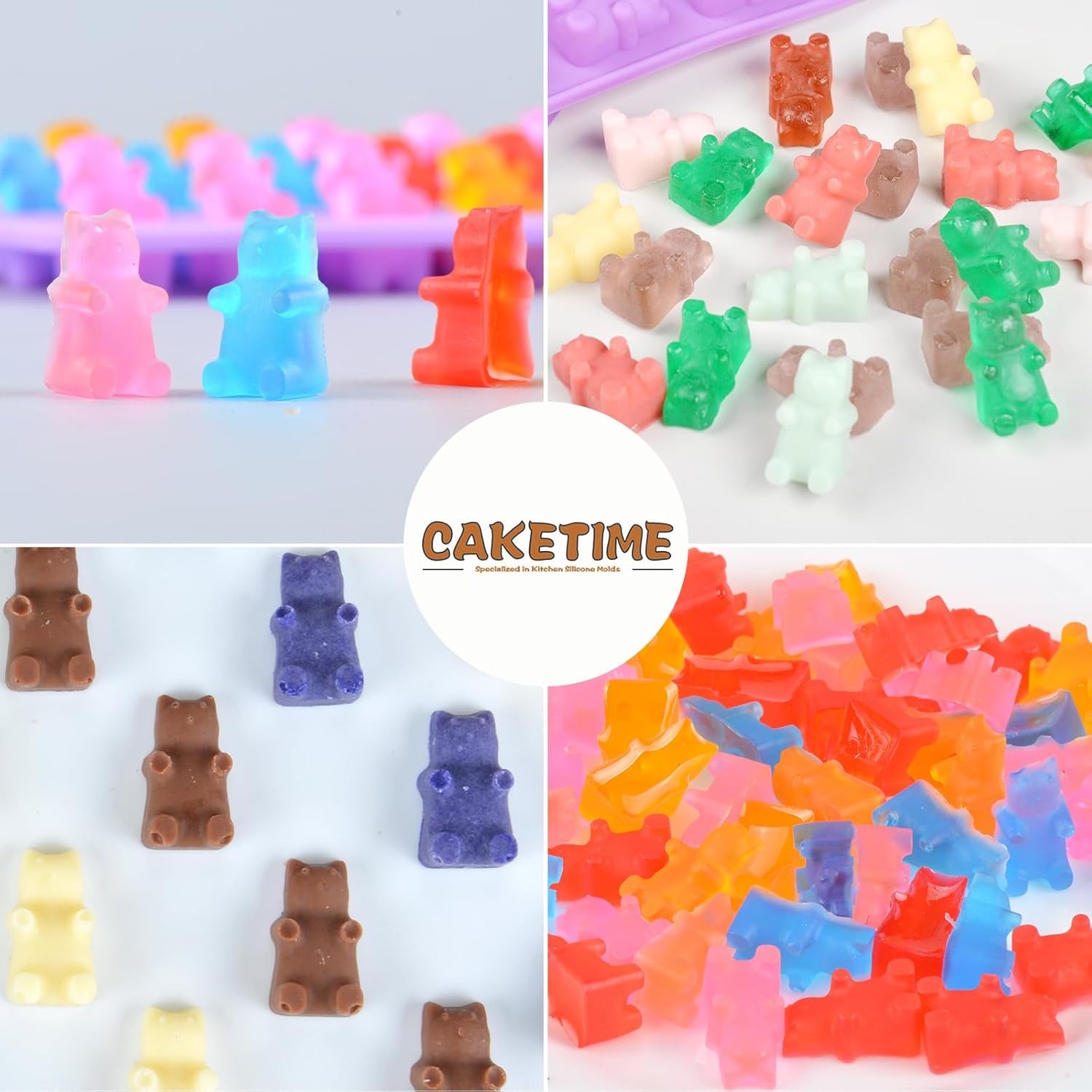 Gummy Molds Bear Candy Silicone - Mini Size Chocolate Gummy Molds with 2 Droppers Nonstick Food Grade Silicone Pack of 4