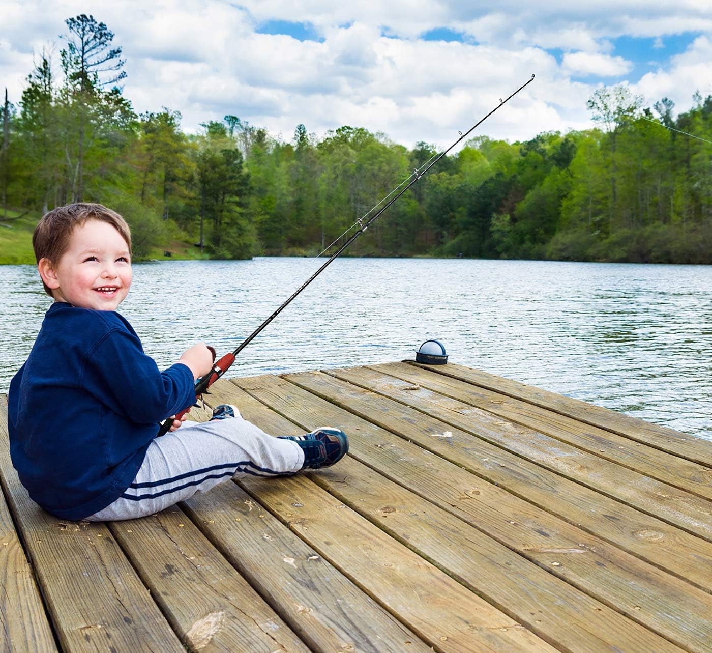 Kids Fishing Pole Set Portable Telescopic Kids Fishing Rod and Reel Combo Kit with Tackle Box for Beginners, Boys,Girls,Youth,Children