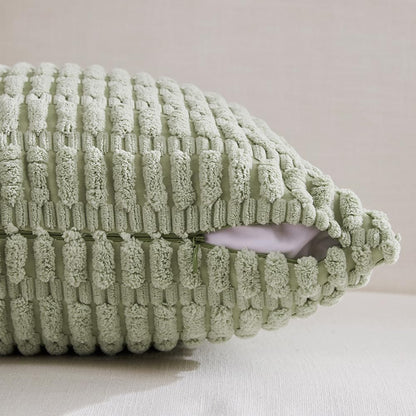 4 Packs Boho Fall Decorative Throw Pillow Covers 18X18 Inch for Living Room Couch Bed Sofa, Rustic Farmhouse Home Decor, Soft Plush Striped Corduroy Square Cushion Case 45X45 Cm