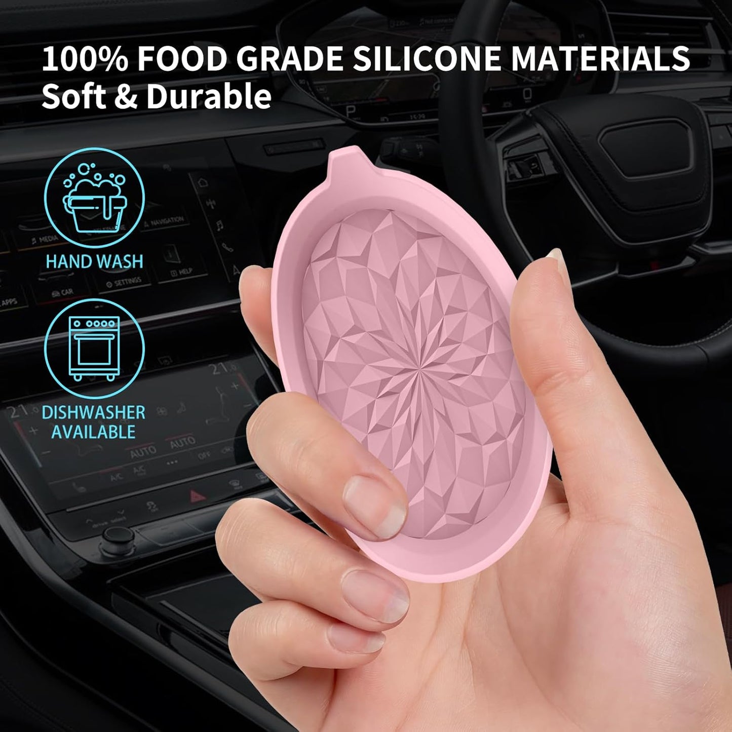 Car Cup Coasters [4 Pack] Silicone Cars Coasters - Universal Non-Slip Recessed Interior Accessories - Cup Holder Inserts Dusty Rose