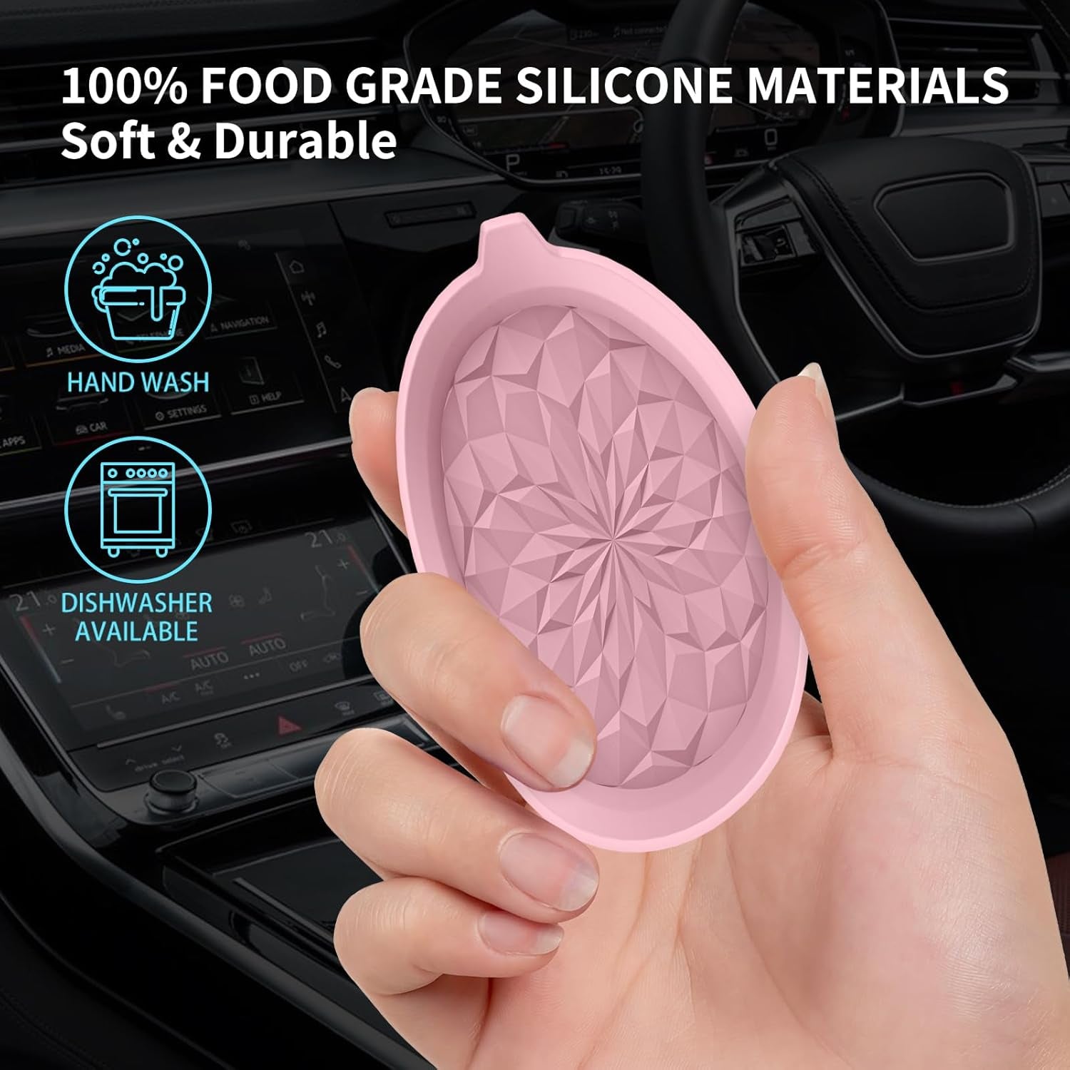 Car Cup Coasters [4 Pack] Silicone Cars Coasters - Universal Non-Slip Recessed Interior Accessories - Cup Holder Inserts Dusty Rose