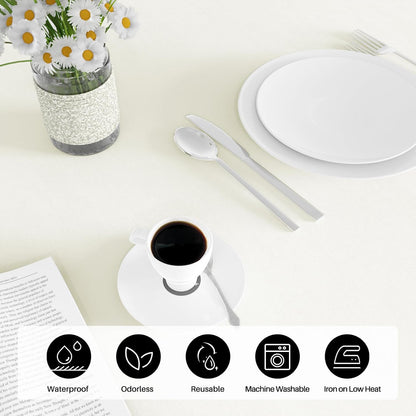 2PCS Ivory Table Cloth for Rectangle Table - 60 X 84 Inch Tablecloths Rectangular Cloths Waterproof Washable Wrinkle Resistant for 6 FT Wedding Cocktail Party