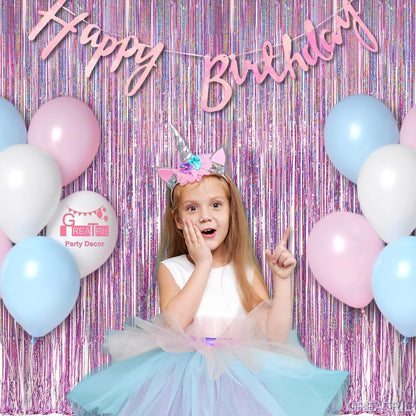 Pink Tinsel Curtain Party Backdrop -  Foil Fringe Curtain Lilac Pink Party Streamers for Birthday Girl Princess Bachelorette Euphoria Taylor Themed Party Decorations - 2 Packs