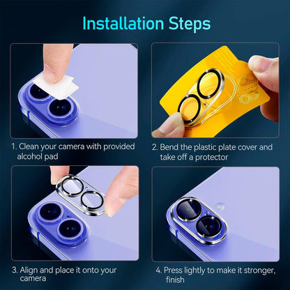 4-Pack Camera Lens Protector for Iphone 17 6.3"/ Iphone 16 6.1”/16 plus 6.7” Screen Protector Tempered Glass [Case Friendly][New Rersion],Scratch-Resistant,Clear+Black Circle