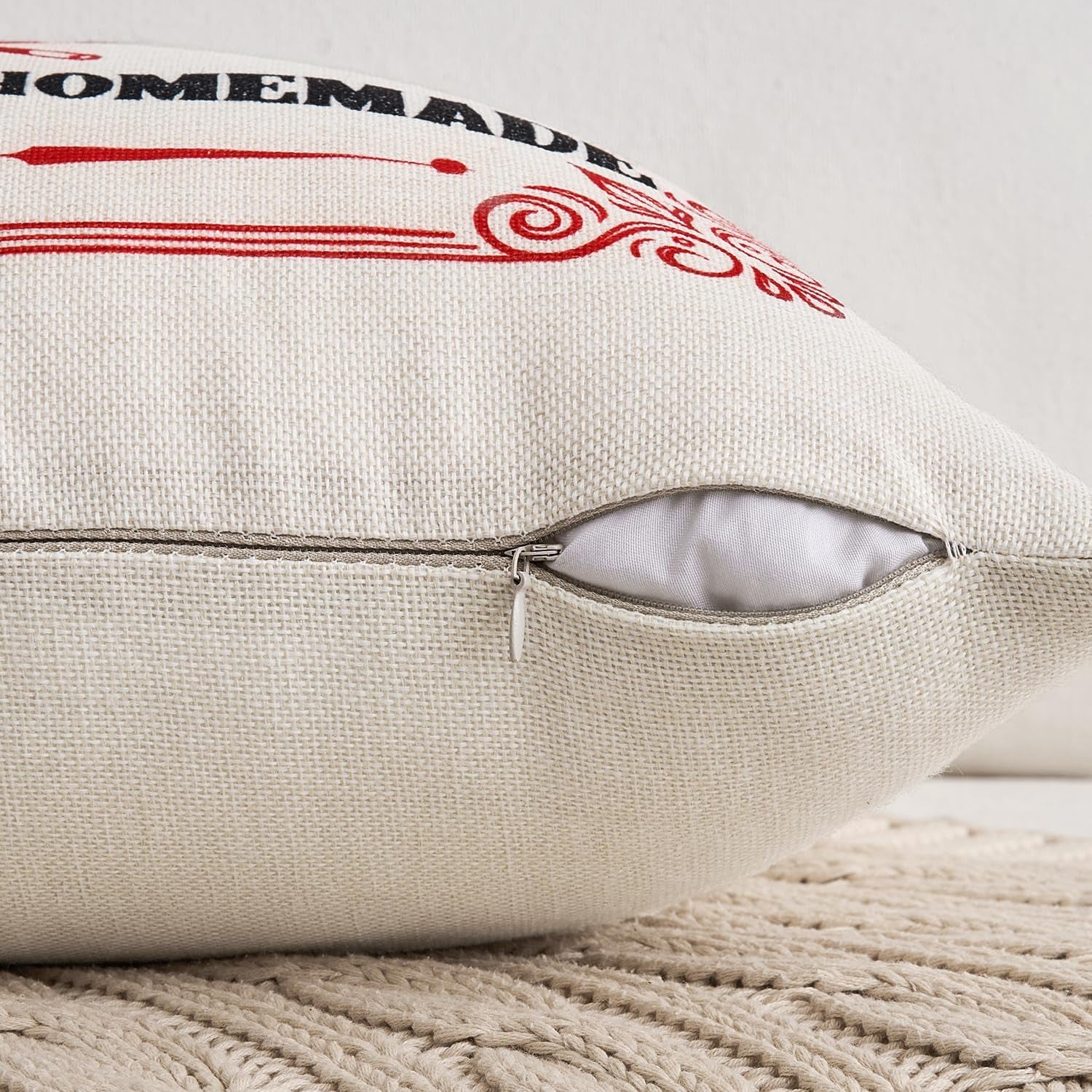 Set of 4 Holiday White Decorative Pillow Covers 18X18 Inch Candy Canes Sleigh Christmas Tree Throw Pillow Cases Winter Seasonal Cushion Cases Home Decors for Sofa Couch Bedroom