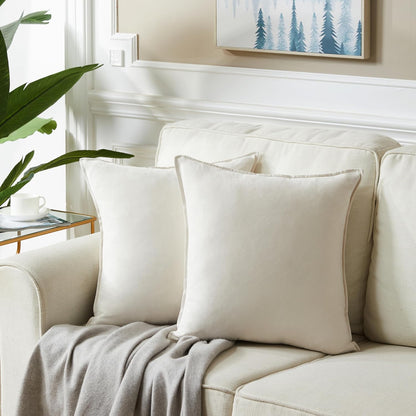4 Packs Premium Faux Suede Decorative Throw Pillow Covers, Super Soft Square Pillow Case,Solid Cushion Cover for Couch/Sofa/Bedroom (16"X 16",Set of 2, Ivory)