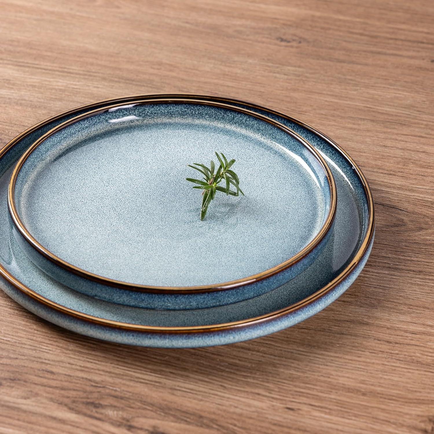 Ceramic Dinnerware Set for Four, 12-Piece Stoneware Plate and Bowl Collection, Reactive Glaze Finish - Scratch Resistant, Dishwasher and Microwave Safe