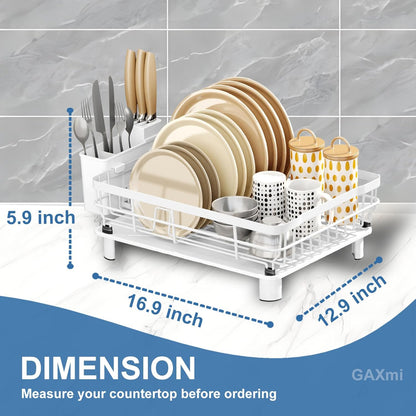 Dish Drying Rack over the Sink Dish Drainer with Drainboard Utensil Holder, 1-Tier White