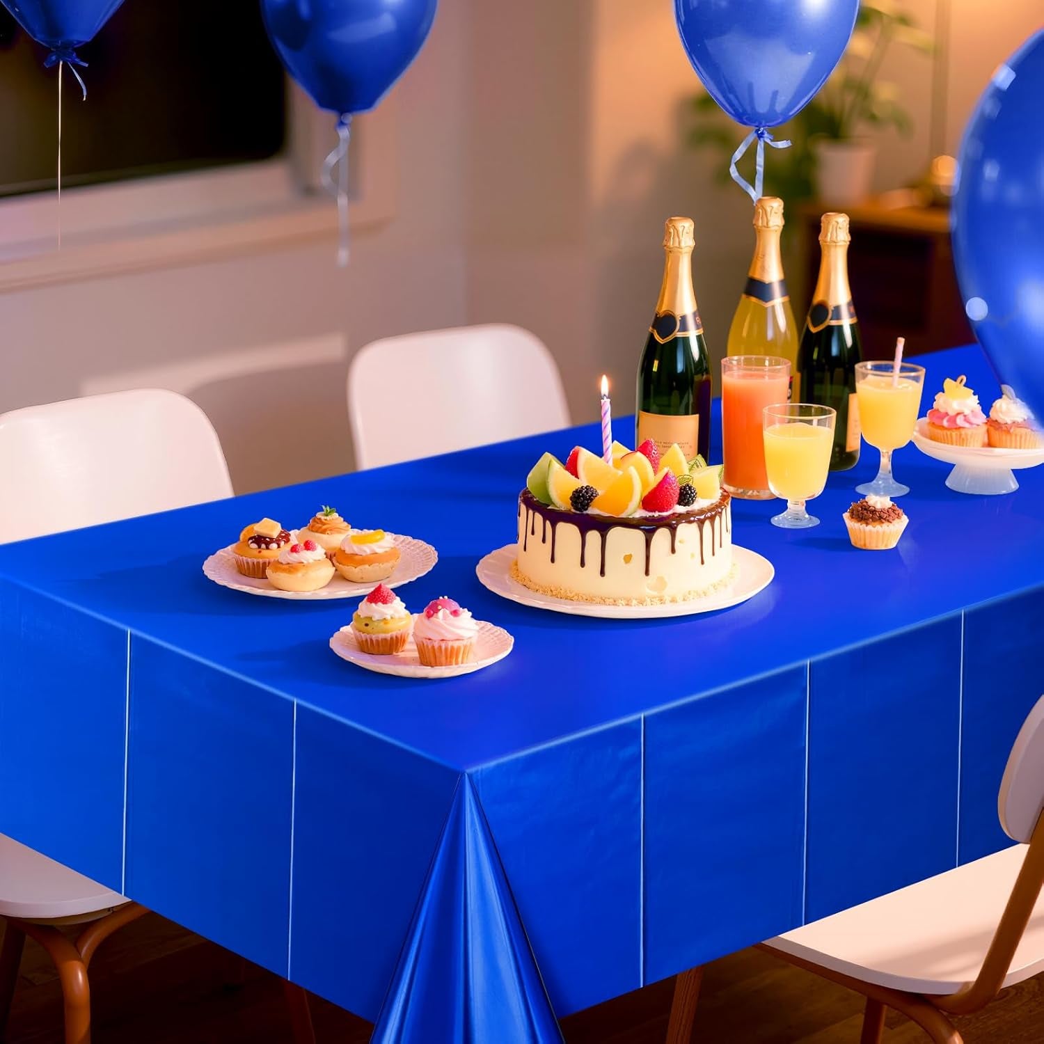 Set of 2 Lake Blue Plastic Tablecloths - Elegant Metallic Matte Finish, 40" x 108" - Ideal for Baby Showers, Christmas, Winter Celebrations, Birthday Parties, Weddings, and Graduation Decorations