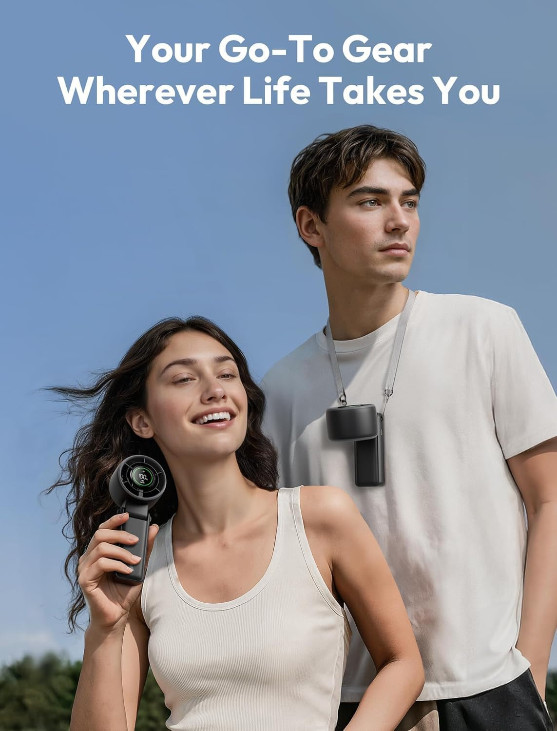 3 in 1 Portable Fan, Turbo Handheld Fan, USB Rechargeable Mini Personal [22H Max Cooling Time], Battery Powered Small Foldable Pocket for Travel, Summer, Gifts for Women, Girls -Black