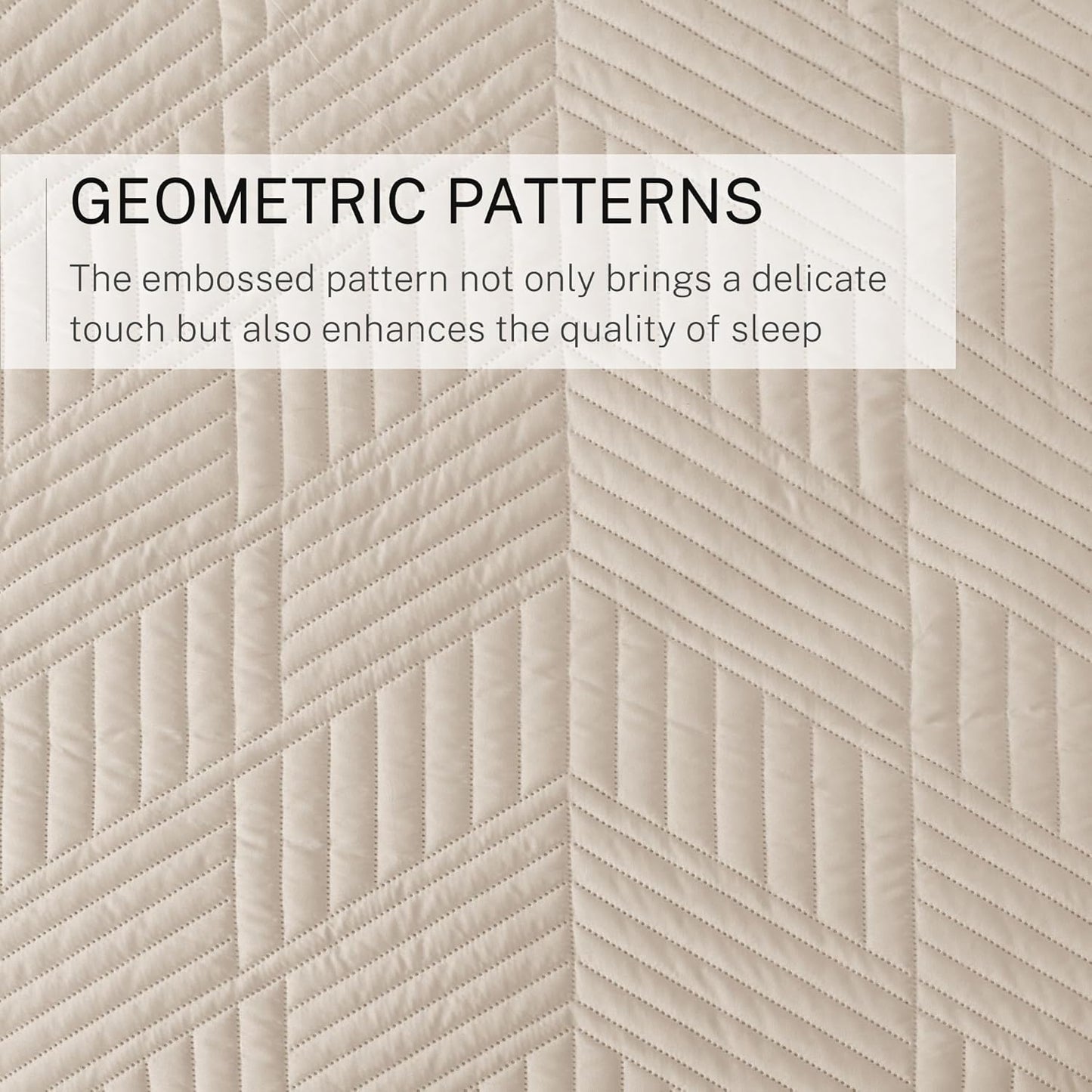 Ultrasonic Full Queen Quilt Bedding Set - Lightweight Birch Beige Bedspreads with Soft Modern Geometric Design for All Seasons (Includes 1 Quilt and 2 Pillow Shams)