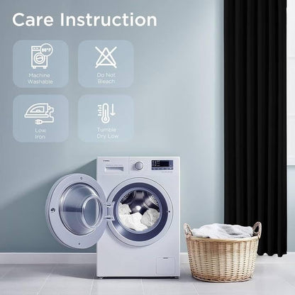 Black Thermal Insulated Blackout Curtains, 96-Inch Length, Set of 2 Panels for Bedroom and Living Room (W52 x L96 Inch, Black)