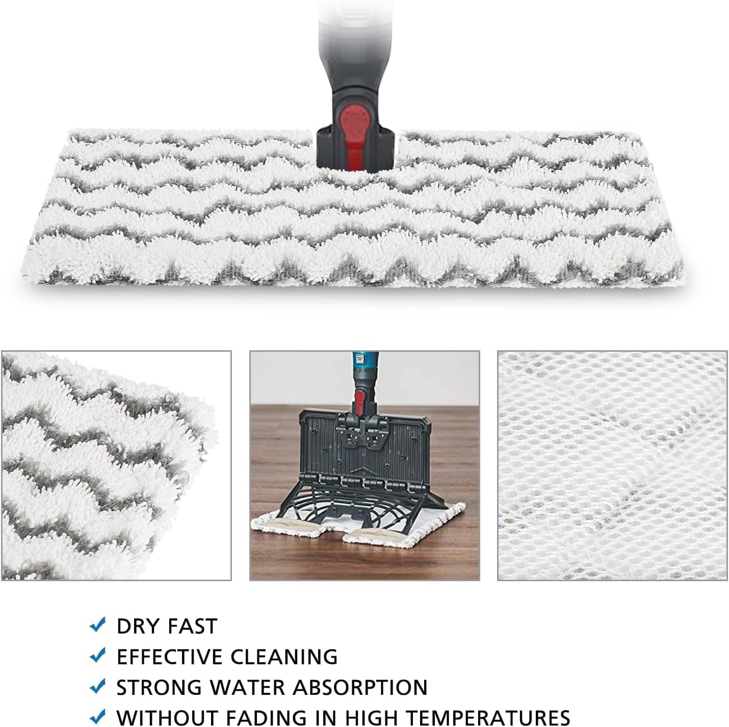 Replacement Steam Mop Pads (4 Pack) for Shark Lift-Away Pro & Shark Genius Mop Systems Compatible with Models S3973, S3973D, S3973WM, S5001, S5002Q, S5003A, S5004, S5004W, S6001W, S6001WM, S6002, S6002C, S6003D, S6003W