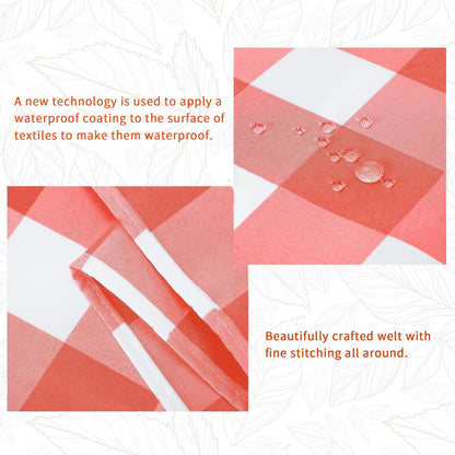 Fabric Checkered Table Runner 1 Pack Waterproof Gingham Table Runner 14W X 108L Buffalo Check Table Runners for Parties Kitchen Dining Wedding Banquet (Red and White)