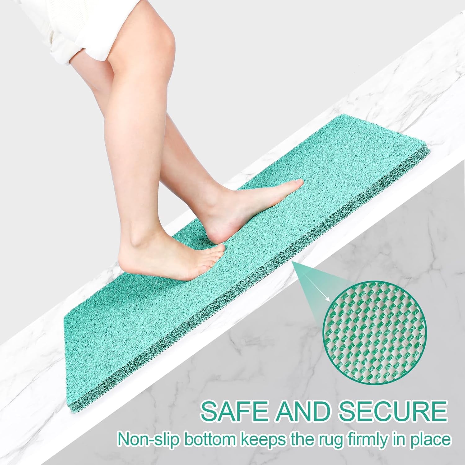 Shower Mats for Showers anti Slip for Elderly, 24'' X 17'' Non Slip Bath Mat for inside Shower, Bath Tub Mats for Bathroom Non Slip for Shower, PVC Loofah Bathroom Mats, Aqua