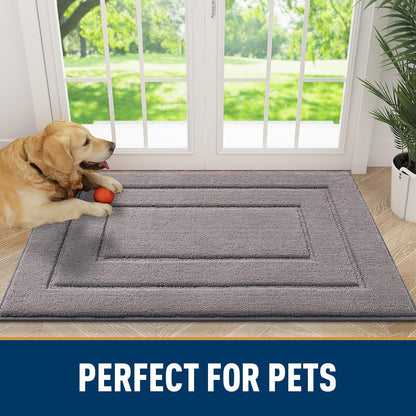 Dog Door Mat 2 Piece Set, Frame Design Dog Door Mat (Grey 30X20) and Frame Design Dog Door Mat (Black 30X20)