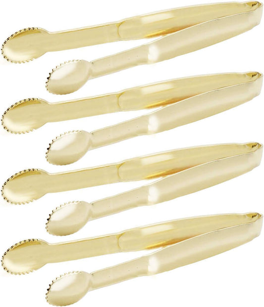 Mini Appetizer Tongs 5-3/4 Inch Small Serving Tongs, Set of 4 (Gold)