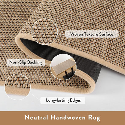 Farmhouse Kitchen Entryway Rug, 2X3 Door Mat Indoor Entrance Washable Small Bathroom Rugs for Bedroom Non Slip Neutral Indoor Floor Carpet for Front Door Porch, Beige