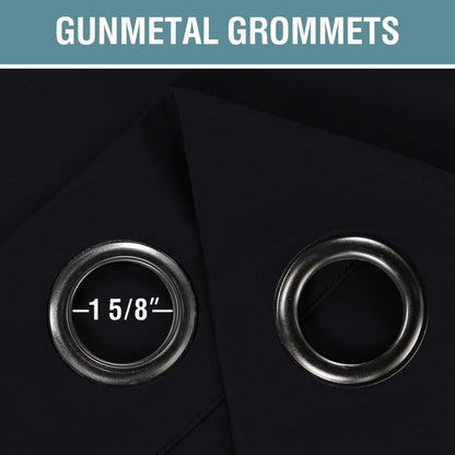 100% Blackout Curtains for Bedroom Black Out Curtains 96 Inch Thermal Insulated Long Blackout Curtains for Living Room, Energy Saving Curtains for Patio Door Grommet (1 Panel, Jet Black)