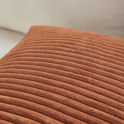 Set of 4 Rust Big Decorative Throw Pillow Covers 24X24 Inch for Couch Bed Sofa, Aesthetic Modern Boho Home Decor, Soft Fluffy Textured Corduroy Square Terracotta Cushion Case 60X60 Cm