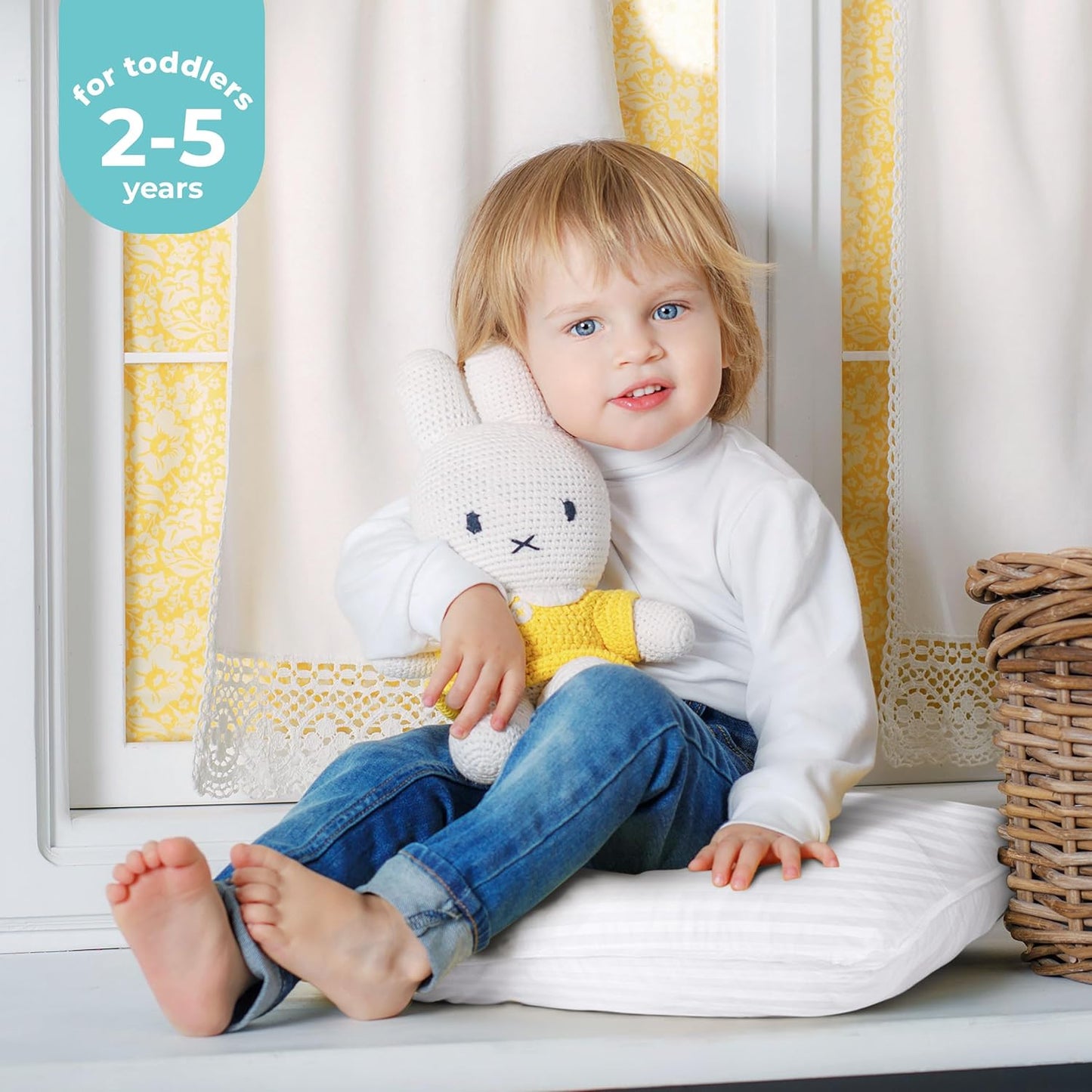 Toddler Pillow (White, 2 Pack), 13X18 Pillows for Sleeping, Soft and Breathable Cotton Blend Shell, Small Kids Pillow Perfect for Toddler Bed and Travel (Intended for Age 2 and Up)