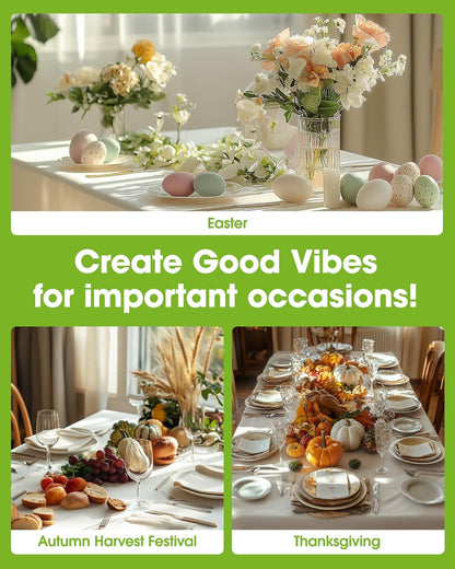 Plastic Table Cloth Disposable 6 Pack, 54 X 108 Inch Table Cloths, Party, Wedding, Thanksgiving Decorations, Fall Tablecloths, Rectangle, Beige Plastic Cover, Waterproof, Cream, Ivory