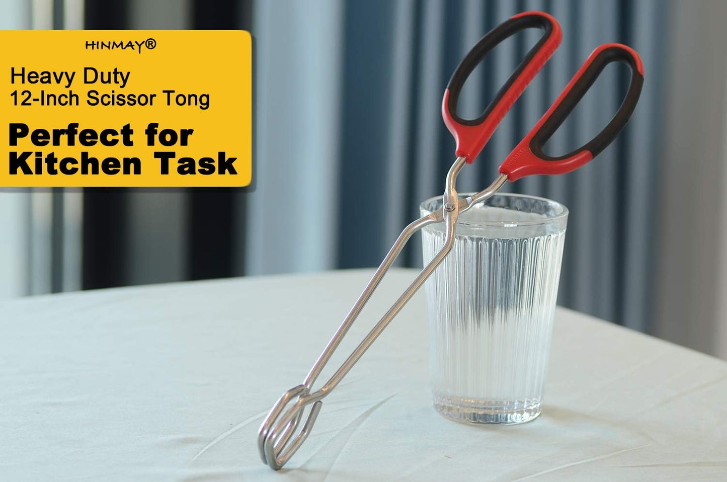 Stainless Steel Scissor Tongs with Comfort-Grip Handle 12-Inch, Set of 2