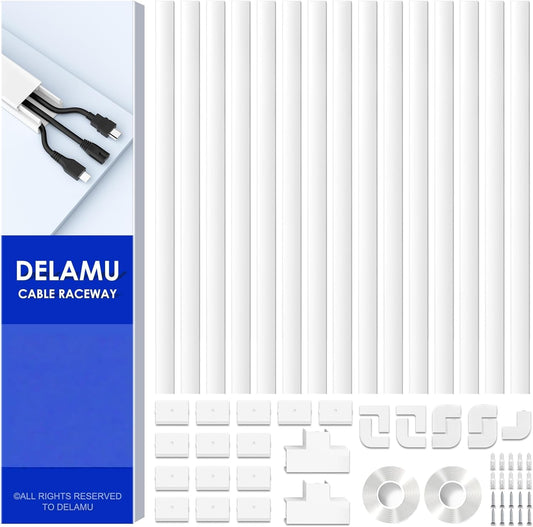 254In Cord Hider, Cable Hider Cord Covers for Wires on Wall, Wire Hider Wire Covers for Cords on Wall, TV Cord Hider for Wall Mounted TV, Cable Management for 2-3 Wires, 15X L16.9 W0.95 H0.55In