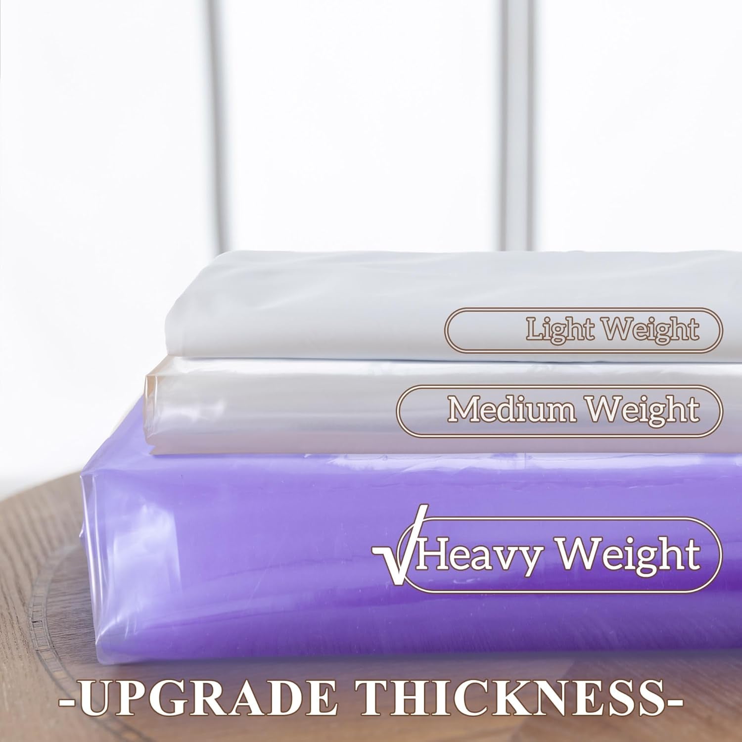 No Hook Clear Lavender Shower Curtain or Liner - Soft EVA 10G Extra Heavy Duty Shower Curtain with 3 Magnets for Bathroom, Standard Size 71" X 74", Clear Lavender