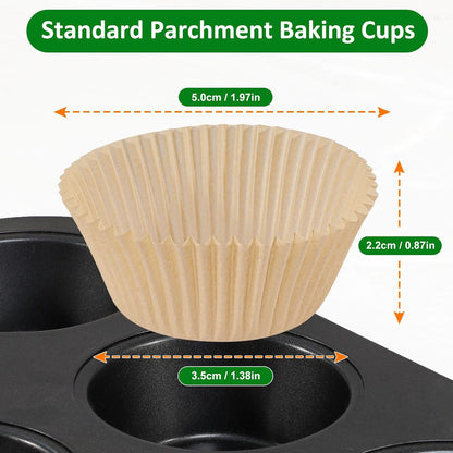 Parchment 400Pcs Mini Cupcake Liners for Baking - Natural Paper Muffin Liners for Mini Muffin Pan, Balanced Non-Stick/Excellent Grease-Proof, No Smell, Food Grade (Natural)