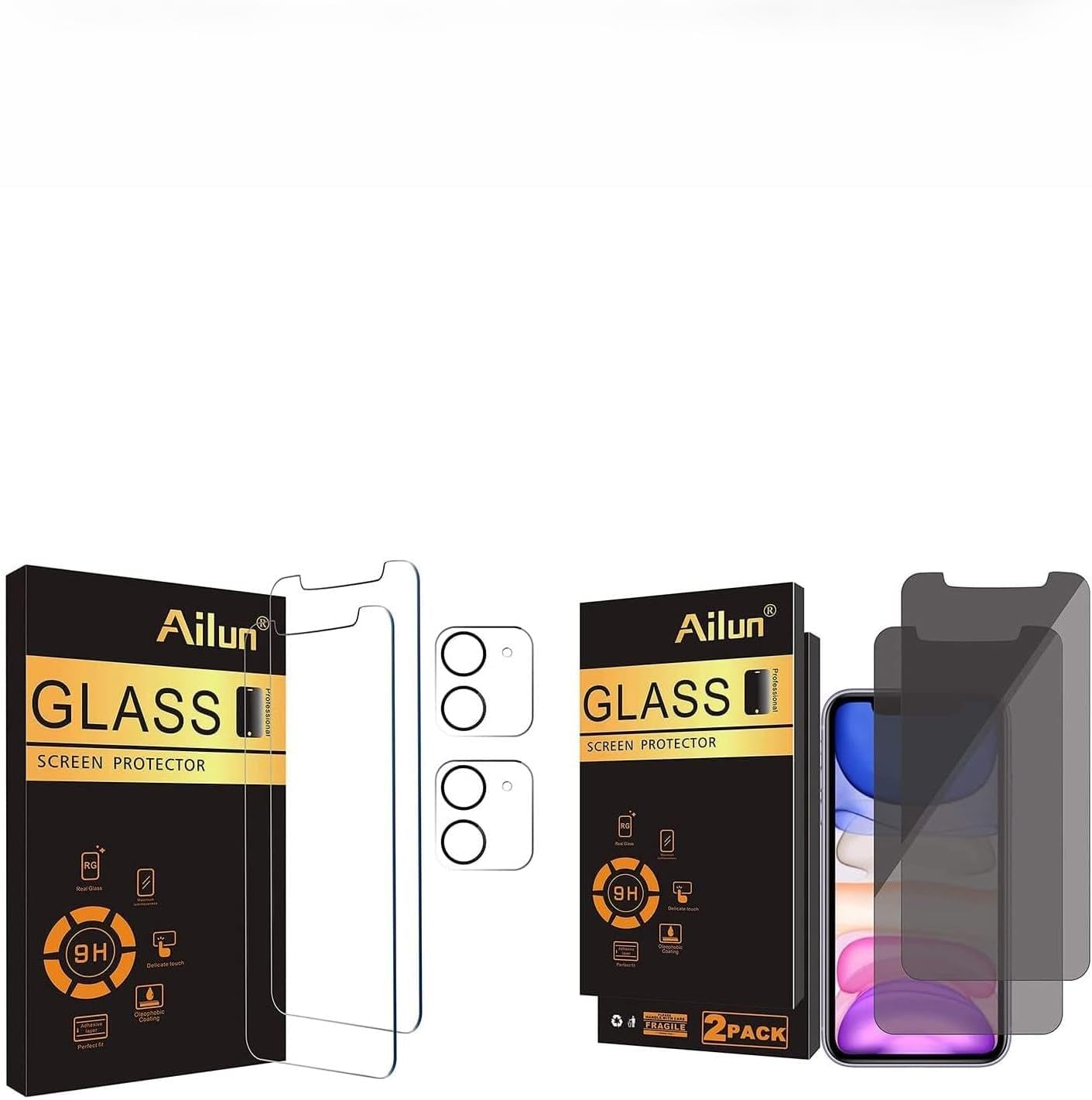 for Iphone 11/Iphone XR 6.1Inch 2Pack Privacy Screen Protector and 2Pack Screen Protector for Iphone 11[6.1 Inch] + 2Pack Camera Lens Protector