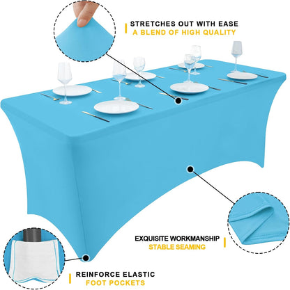 2 Pack Spandex Table Cloth 4FT, Elastic Fitted Stretch Tablecloths for Rectangle Tables, Washable Table Cover for Outdoor, Wedding, Banquet & Parties (Blue Mist, 48Lx30Wx30H Inch)