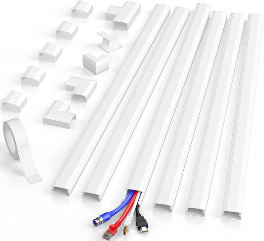 Large TV Cord Hider Wall, 94.5In Cord Covers for 3-4 Wires on Wall, Easy Set up Cable Hider Cable Management, Wire Hiders Wire Covers for TV Cords, Cables Cover Raceway, 6X W1.18 H0.67In, White