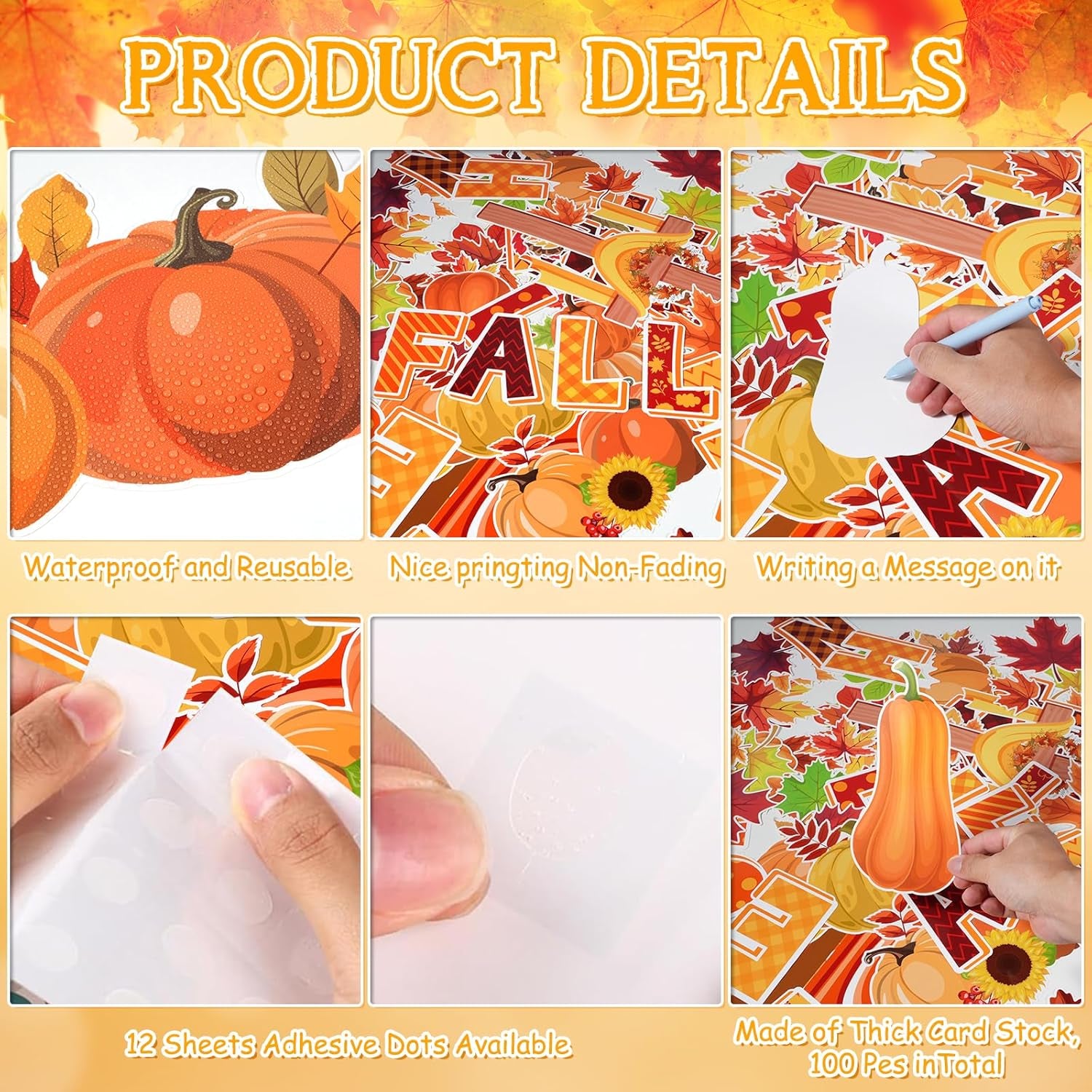 100Pcs Fall in Love with Jesus Bulletin Board Set Fall Christian Decoration Cut-Outs Paper Poster Banner with Fall Tree Leaves Pumpkin Cross Truck Patterned for Religious Church Classroom Decor