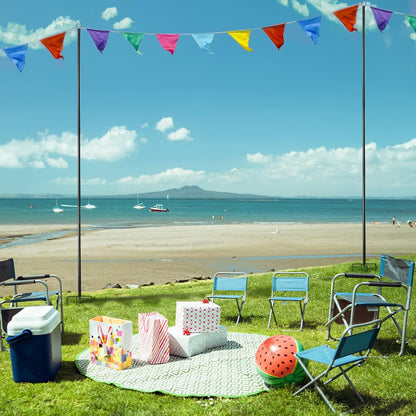 2-Pack Heavy-Duty 10-Foot Adjustable Outdoor Metal String Light Poles for LED Lighting - Ideal for Gardens, Backyards, Weddings, and Parties