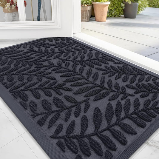 Door Mat Indoor Outdoor Entrance, 29.5X17, Waterproof All-Weather All-Season Doormat, Sturdy Natural Rubber, Stain and Fade Resistant, Low Profile, Easy Clean Patio Entryway Mat, Black